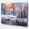Designart - Forest in Winter Sunset - Landscapes Painting Print on Wrapped Canvas